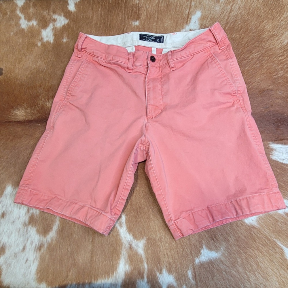 Abercrombie & Fitch Mens Coral Pink Chino Shorts Size 30 Stretch Cotton Preppy